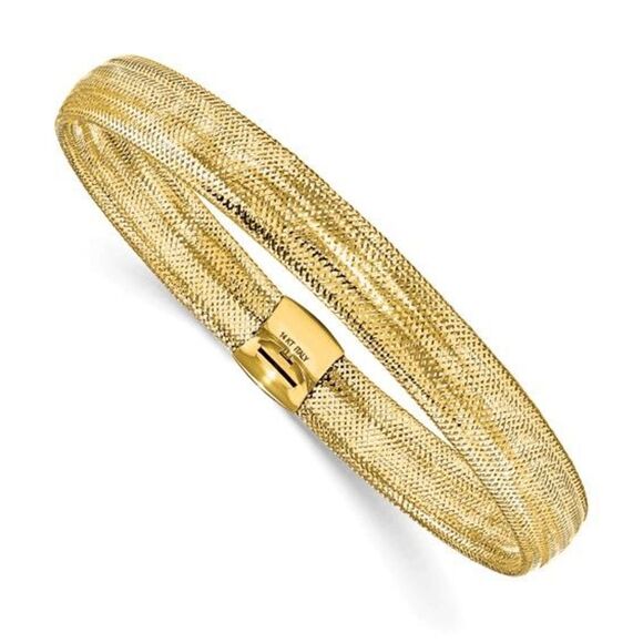 Leslie's 14K Polished Mesh Stretch Bracelet - Picture 4 of 6